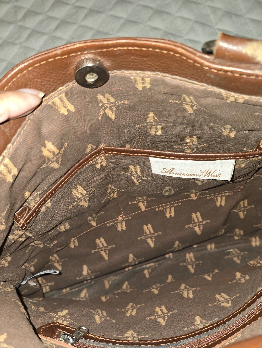 American West Brown Tooled Leather Shoulder Bag with Concho - Picture 7 of 7